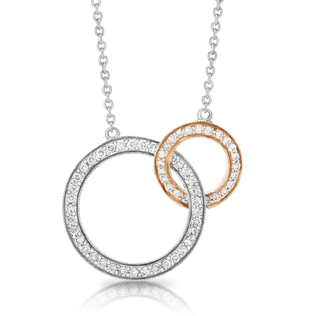 18ct White and Rose Gold Double Circle Necklace