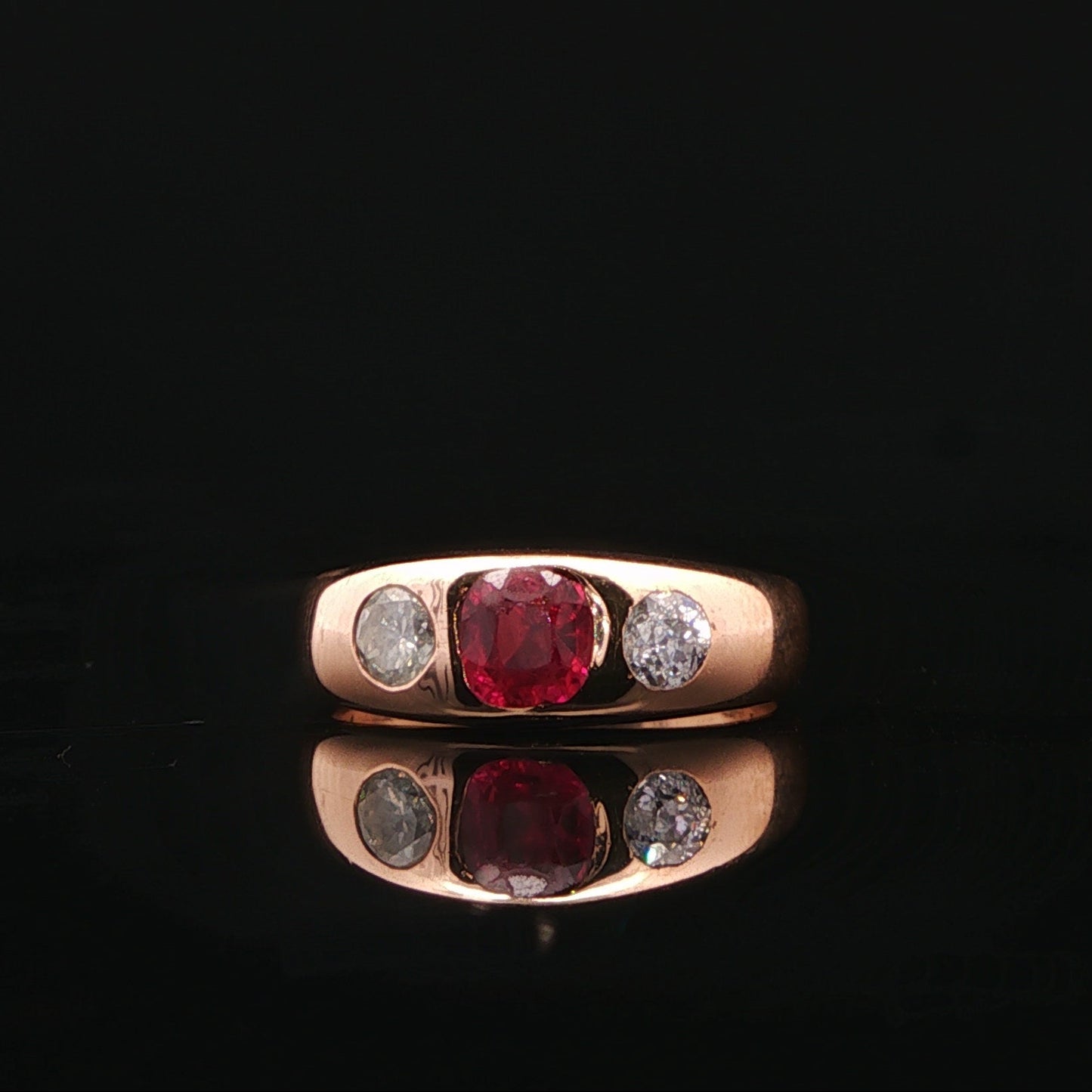 9ct Rose Gold Ruby and Diamond Gypsy Band Ring
