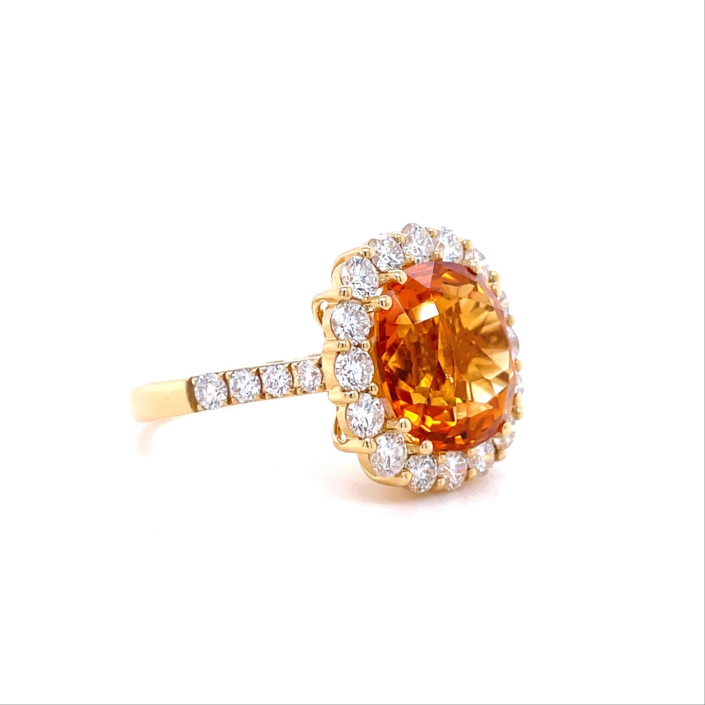 18ct Yellow Gold Citrine and Diamond Ring