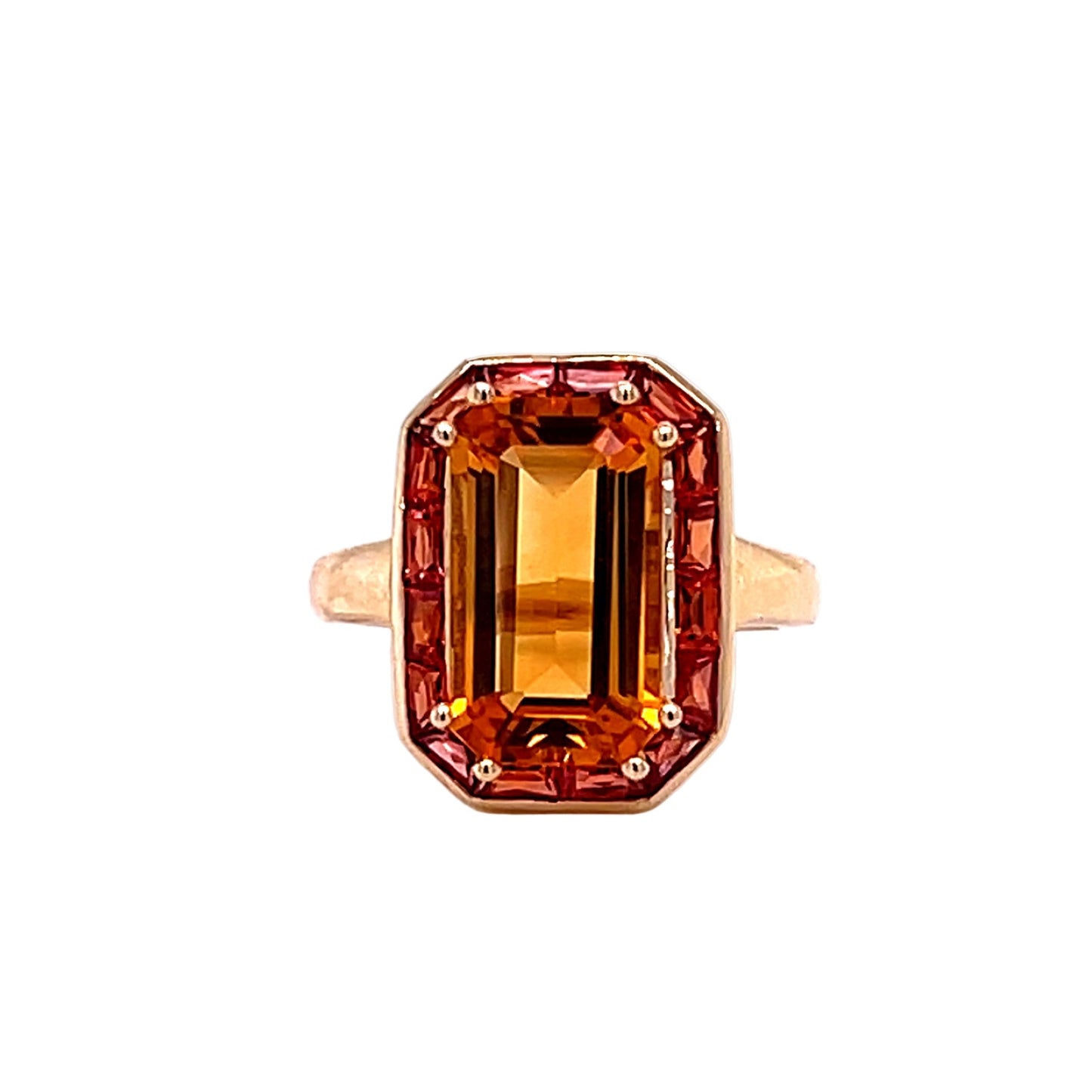 9ct Yellow Gold Citrine and Orange Sapphire Ring