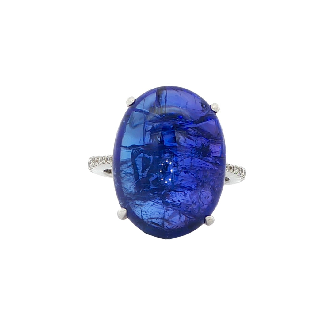 18ct White Gold Tanzanite and Diamond Ring