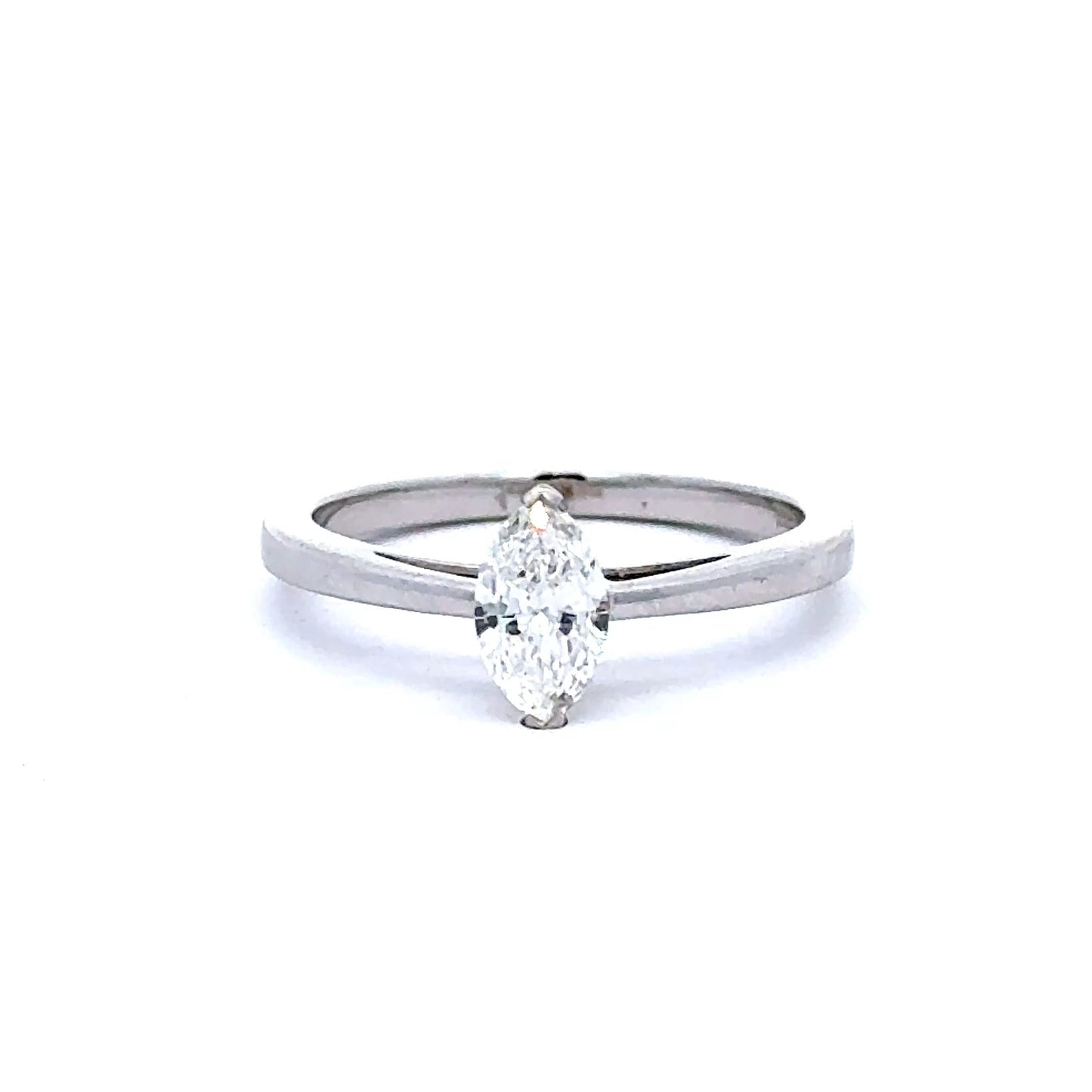18ct White Gold Marquise Solitaire 0.50ct Diamond Ring