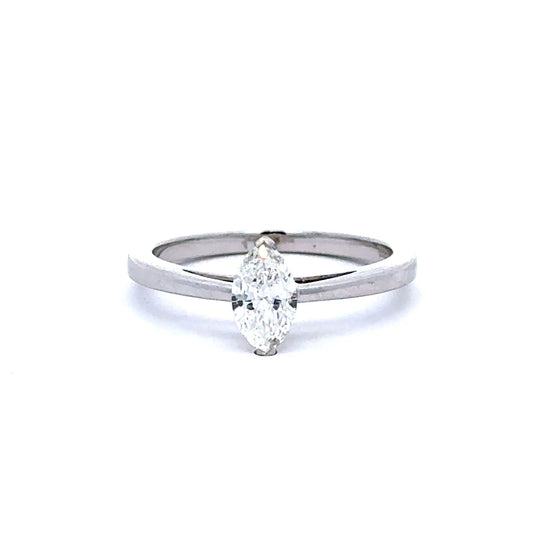 18ct White Gold Marquise Solitaire 0.50ct Diamond Ring