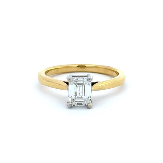 18ct Yellow Gold Emerald-Cut Diamond Solitaire Ring