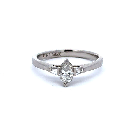 Platinum Marquise Three Stone Diamond Ring