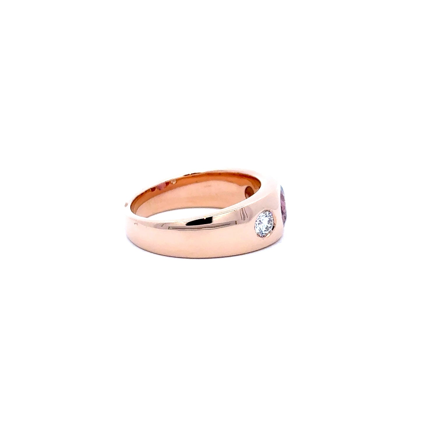 18ct Rose Gold Padparadscha Sapphire and Diamond Gypsy Band