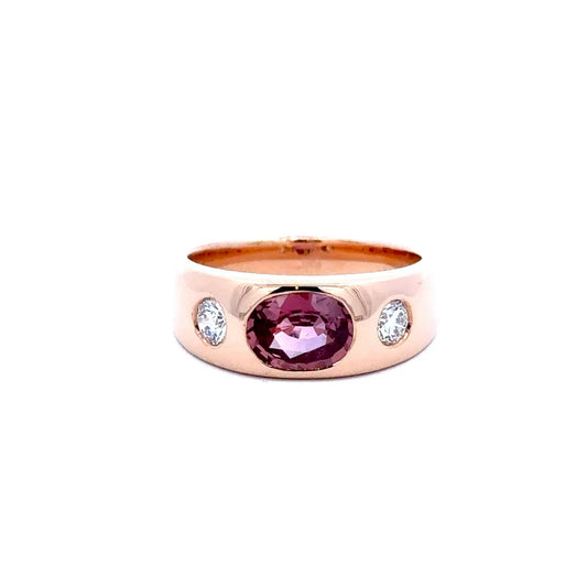 18ct Rose Gold Padparadscha Sapphire and Diamond Gypsy Band