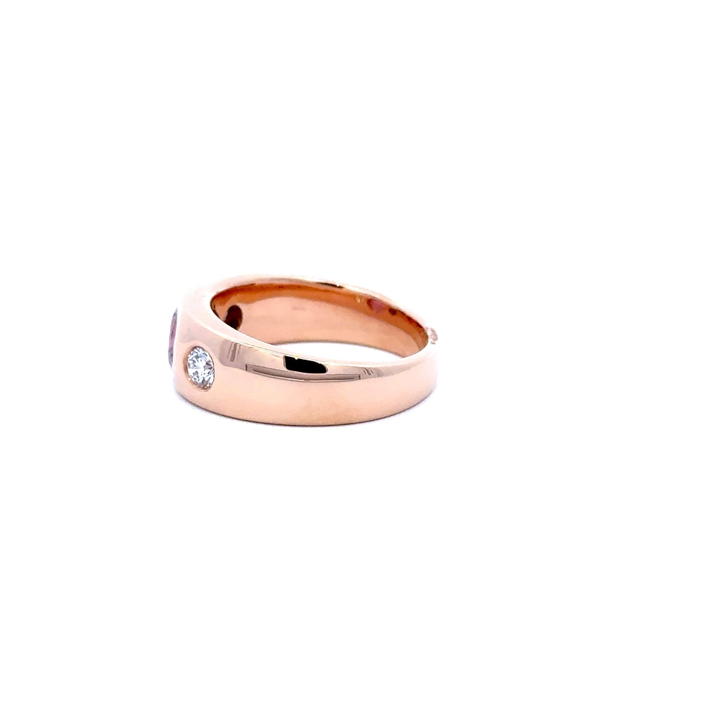 18ct Rose Gold Padparadscha Sapphire and Diamond Gypsy Band