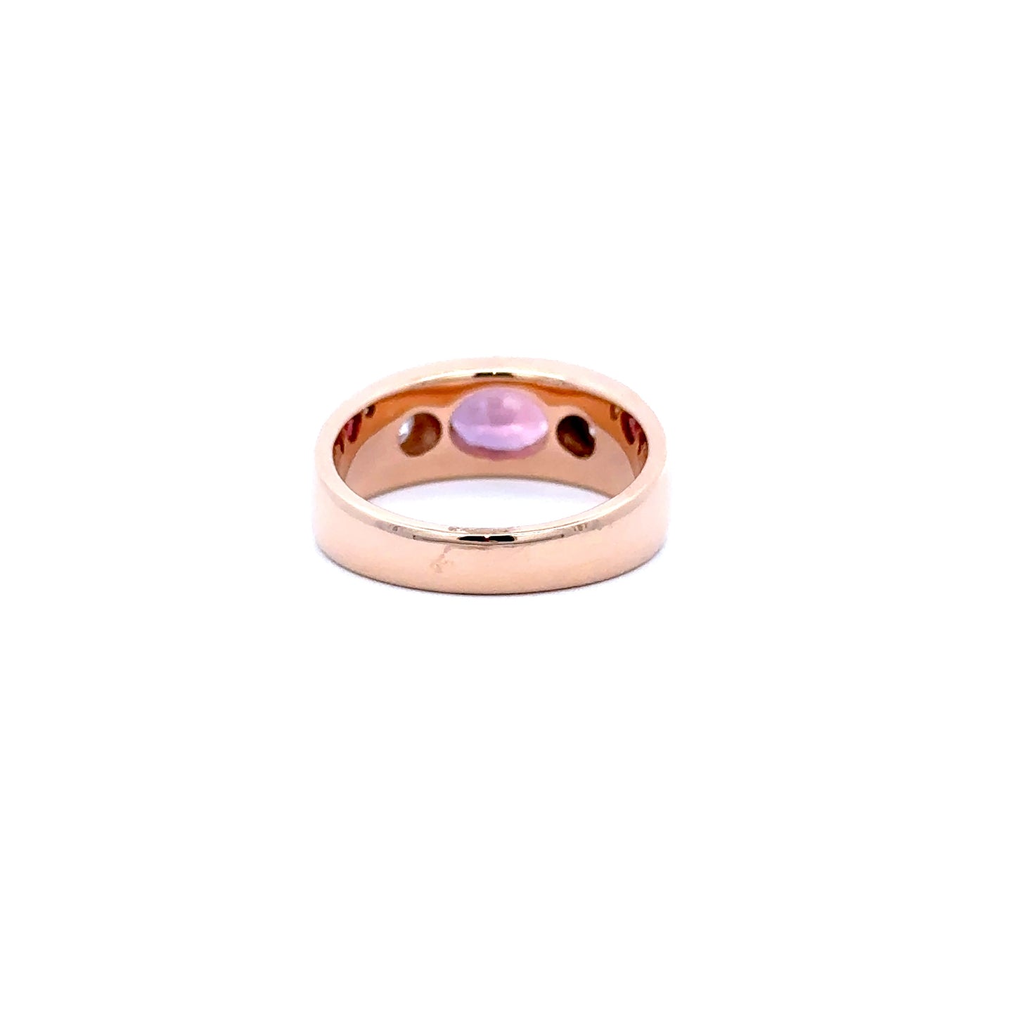 18ct Rose Gold Padparadscha Sapphire and Diamond Gypsy Band
