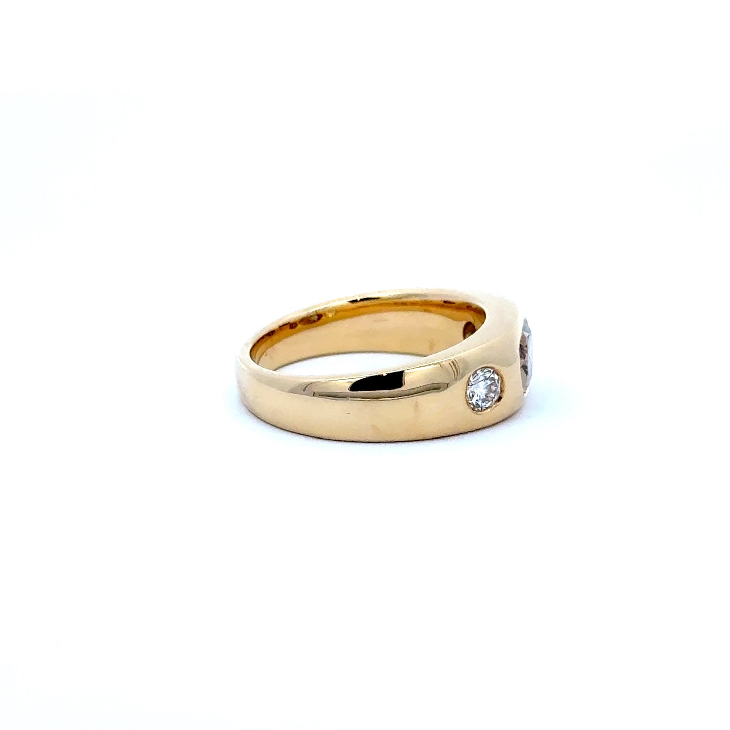 18ct Yellow Gold Chocolate & White Diamond Three-Stone Gypsy Band