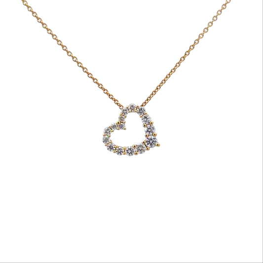 18ct Yellow Gold Diamond Heart Pendant