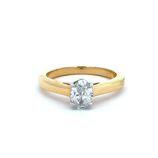 18ct Yellow Gold Oval Solitaire Diamond Ring