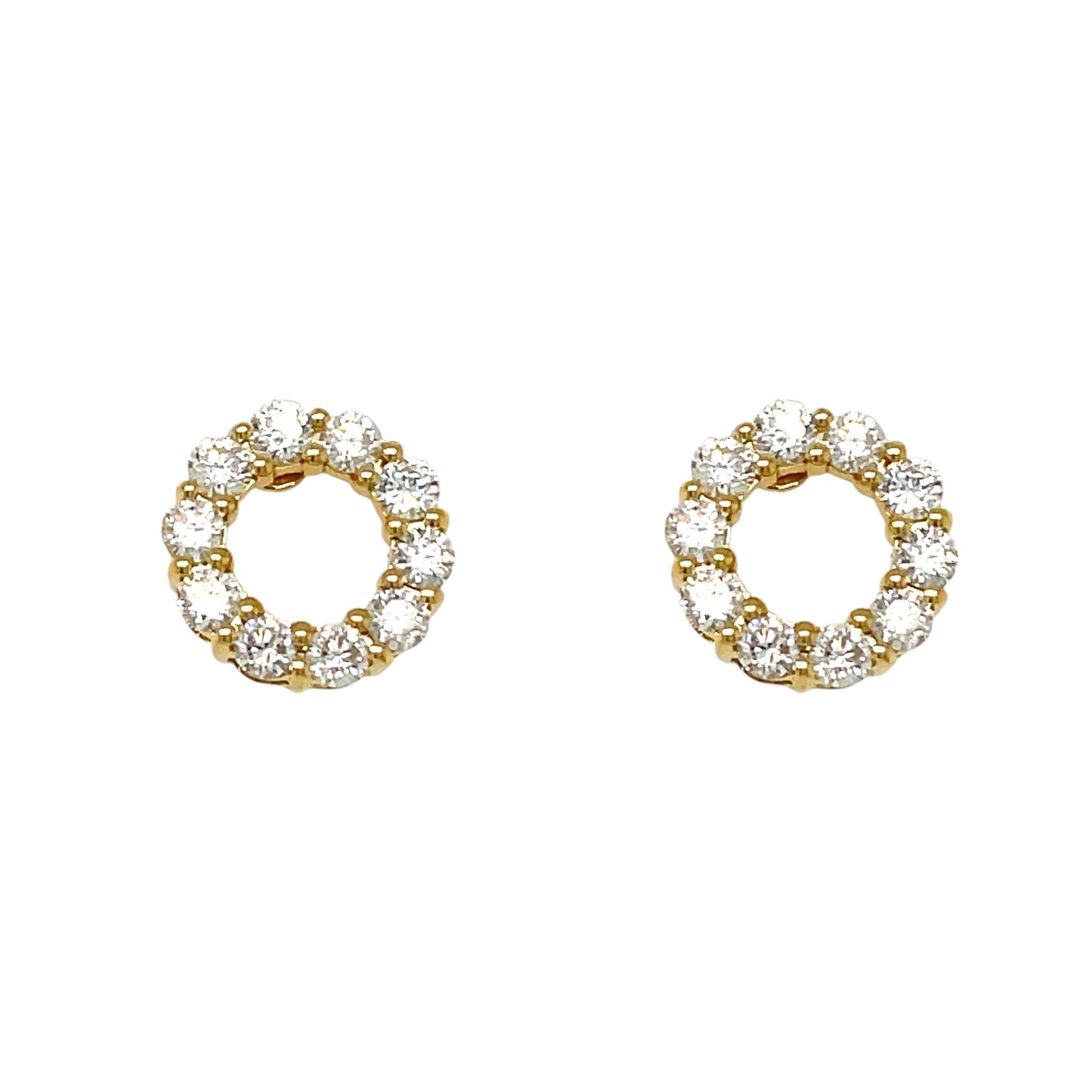 18ct Yellow Gold Open Circle Diamond Stud Earrings