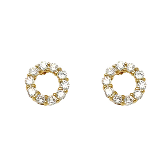 18ct Yellow Gold Open Circle Diamond Stud Earrings
