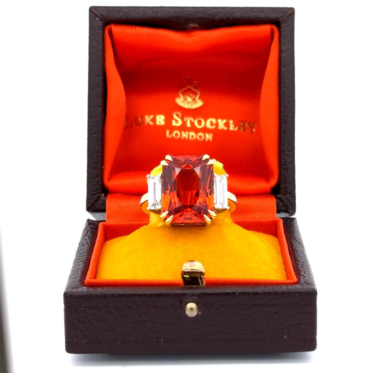 18ct Yellow Gold Mandarin Garnet and Diamond Ring