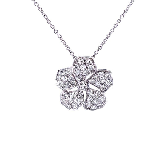 18ct White Gold Diamond Flower Pendant