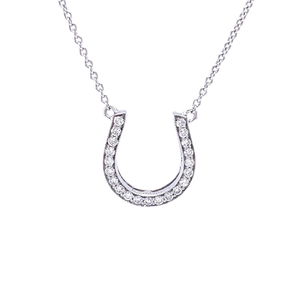 18ct White Gold Diamond Horseshoe Necklace