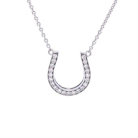 18ct White Gold Diamond Horseshoe Necklace