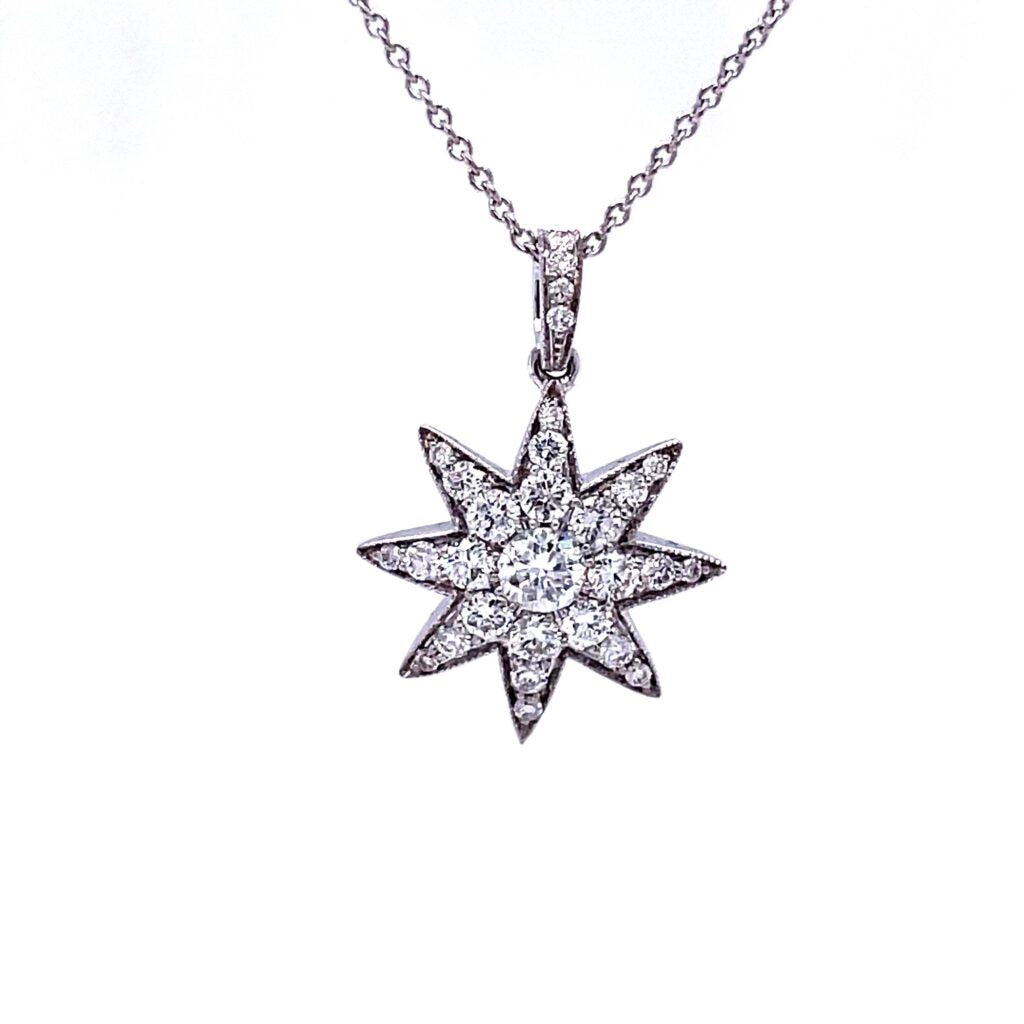 18ct White Gold Star Diamond Pendant