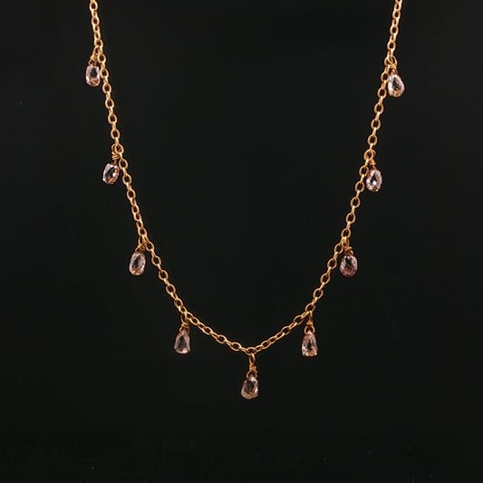 18ct Yellow Gold Champagne Diamond Briolette Necklace
