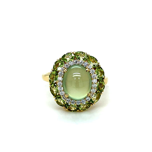18ct Yellow Gold Prehnite, Peridot and Diamond