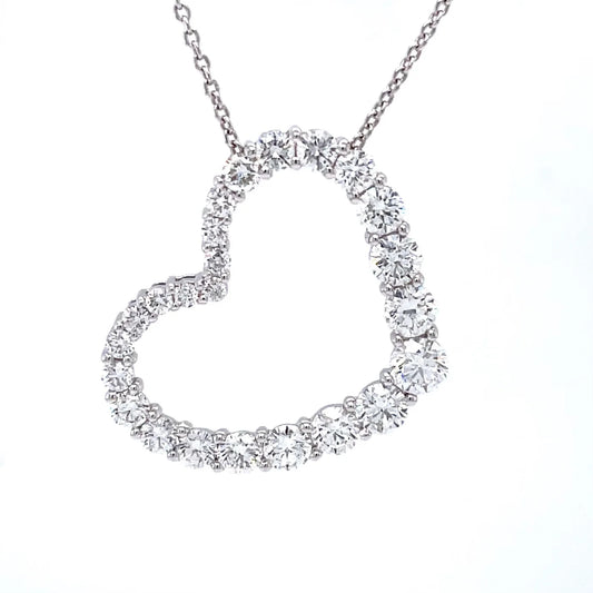 Large 18ct White Gold Diamond Heart Pendant