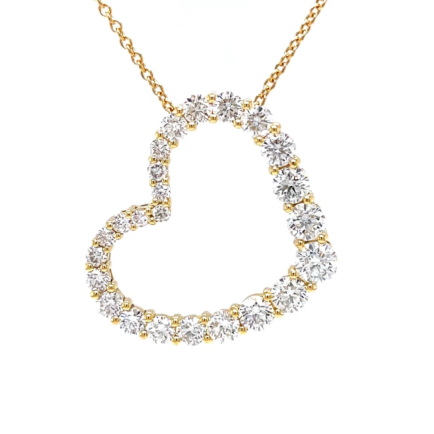 Large 18ct Yellow Gold Diamond Heart Pendant