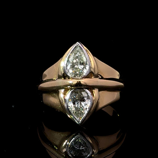 18ct Yellow Gold Double Pear Cut 1.70ct Diamond Ring