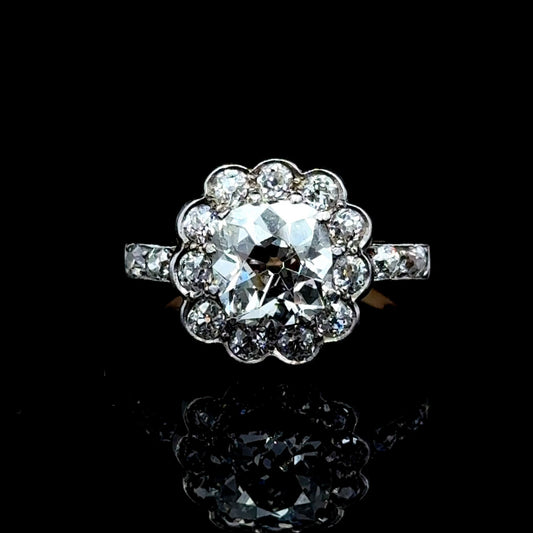 18 ct Yellow Gold and Diamond Custer Ring