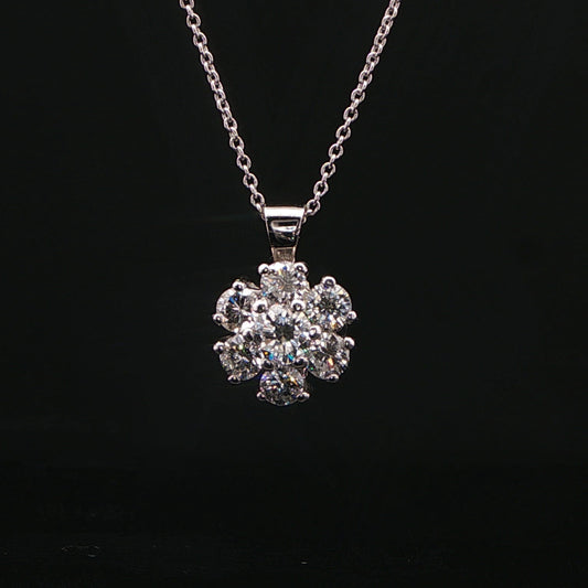 18 ct White Gold Round Brilliant Diamond  Pendant Necklace