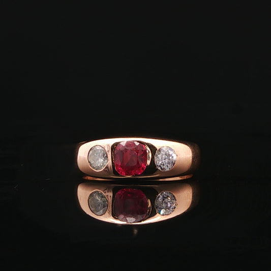 9ct Rose Gold Ruby and Diamond Gypsy Band Ring
