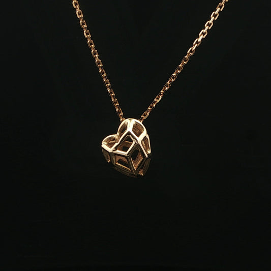18ct Yellow Gold Geometric Heart Pendant Necklace