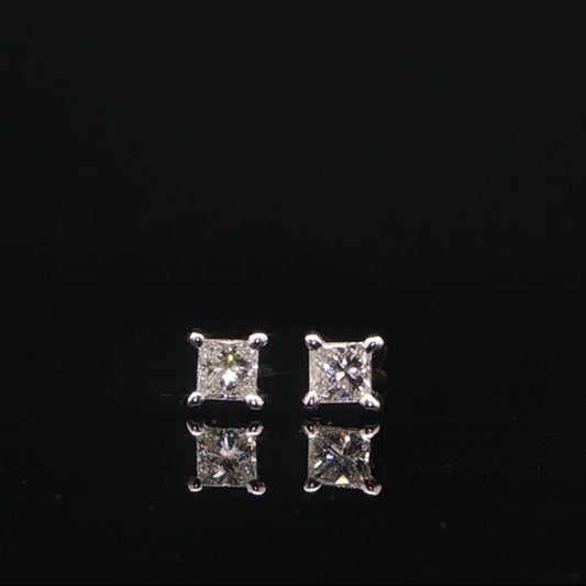18ct White Gold Princess-Cut Diamond Stud Earrings
