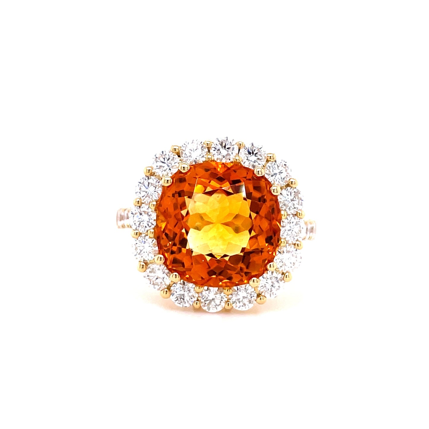18ct Yellow Gold Citrine and Diamond Ring