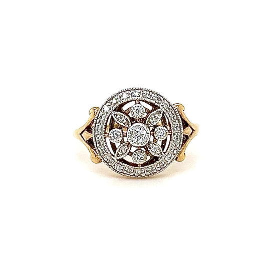 9ct Yellow and White Gold Vintage-Style Two-Tone Gold Ring