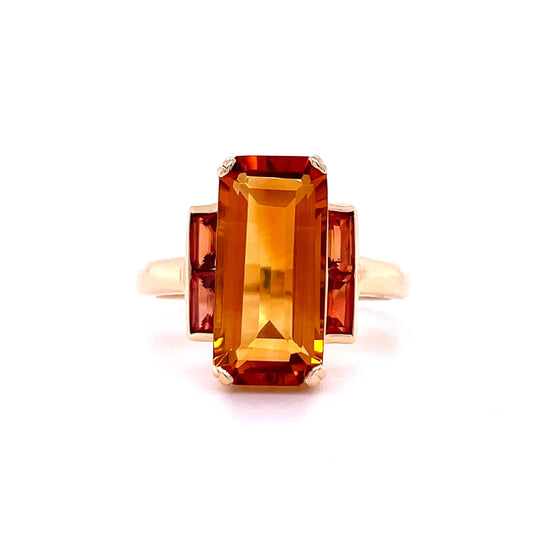 9ct Yellow Gold Citrine and Orange Sapphire Ring