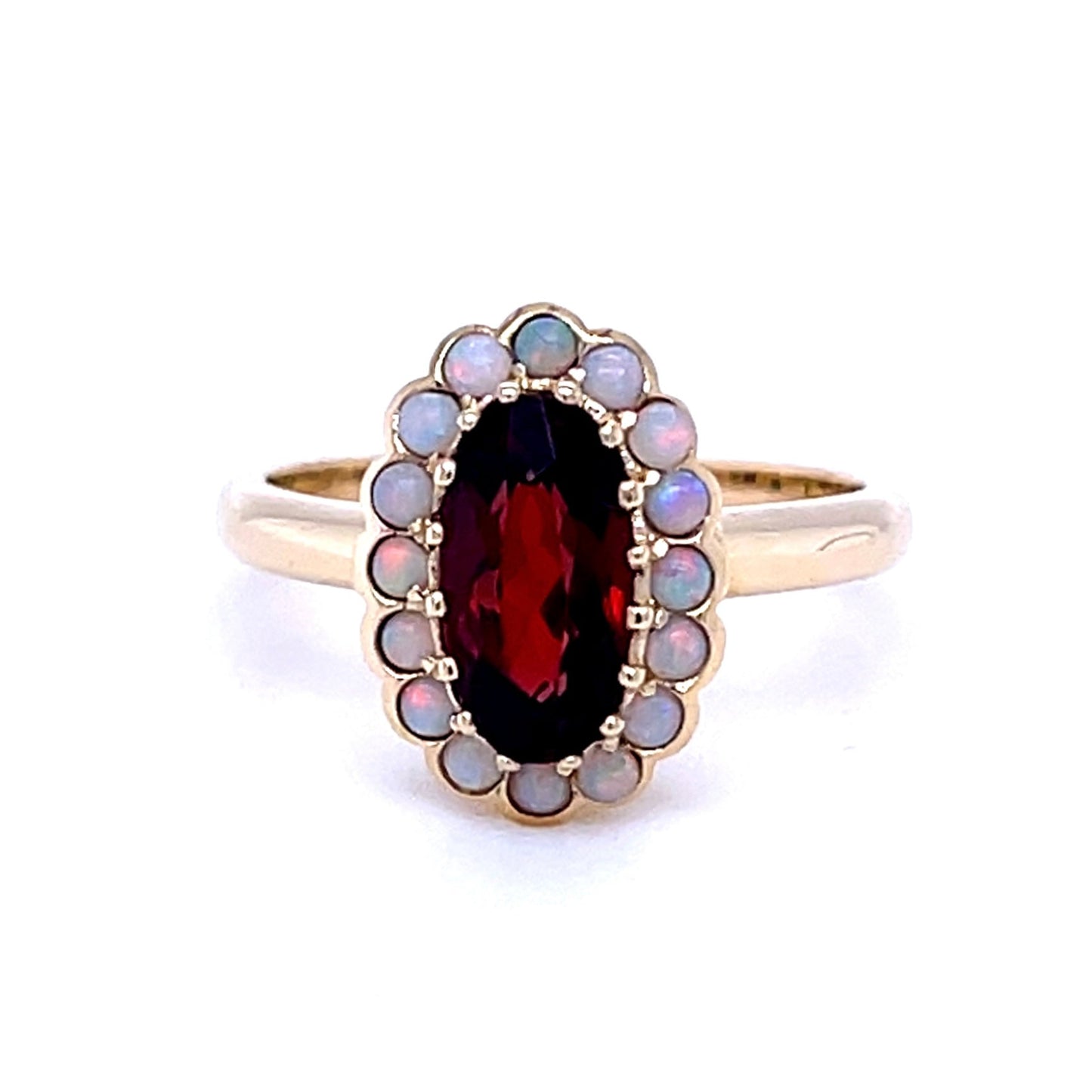 9ct Yellow Gold Garnet and Opal Ring