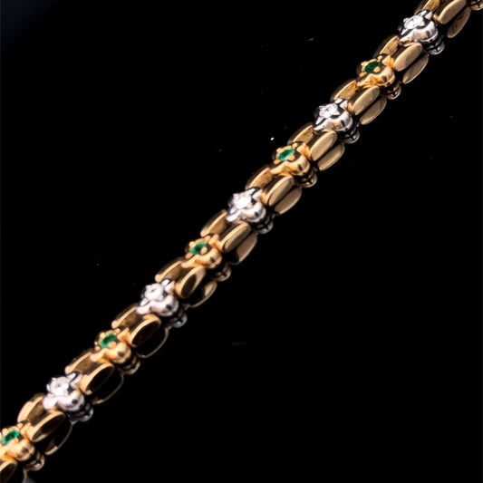 9ct White and Yellow Gold Emerald and Diamond Bracelet