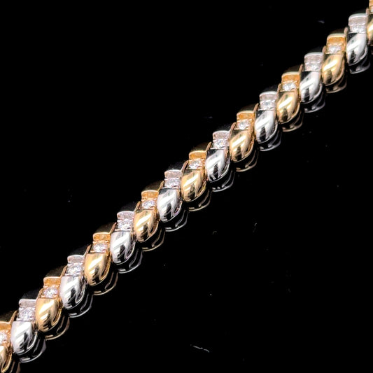 9ct Yellow and White Gold Diamond Bracelet
