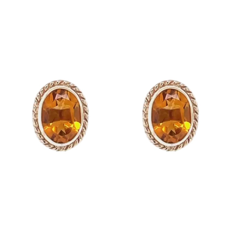 9ct Yellow Gold Citrine Stud Earrings