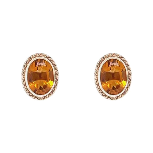 9ct Yellow Gold Citrine Stud Earrings