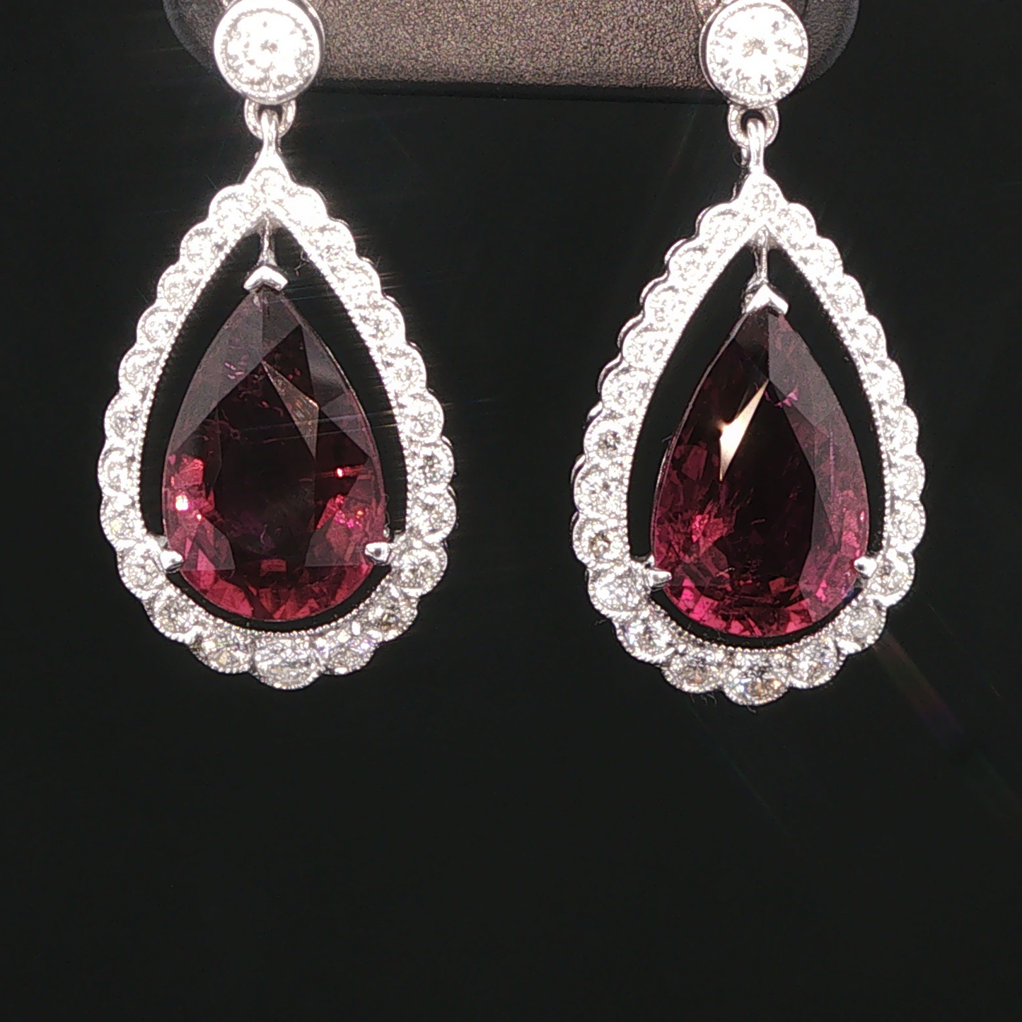 Rhodolite Garnet & Diamond Drop Earrings