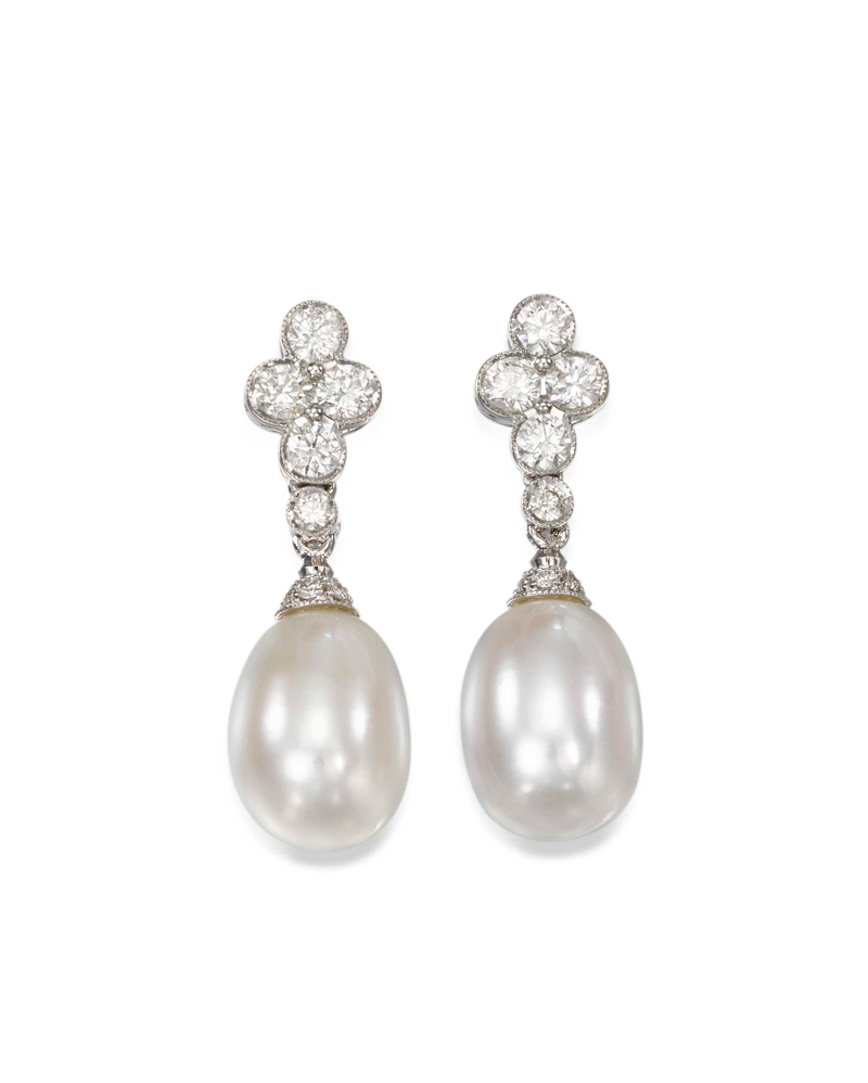 18ct White Gold Pearl and Diamond Drop Earrings - The Northcote ...