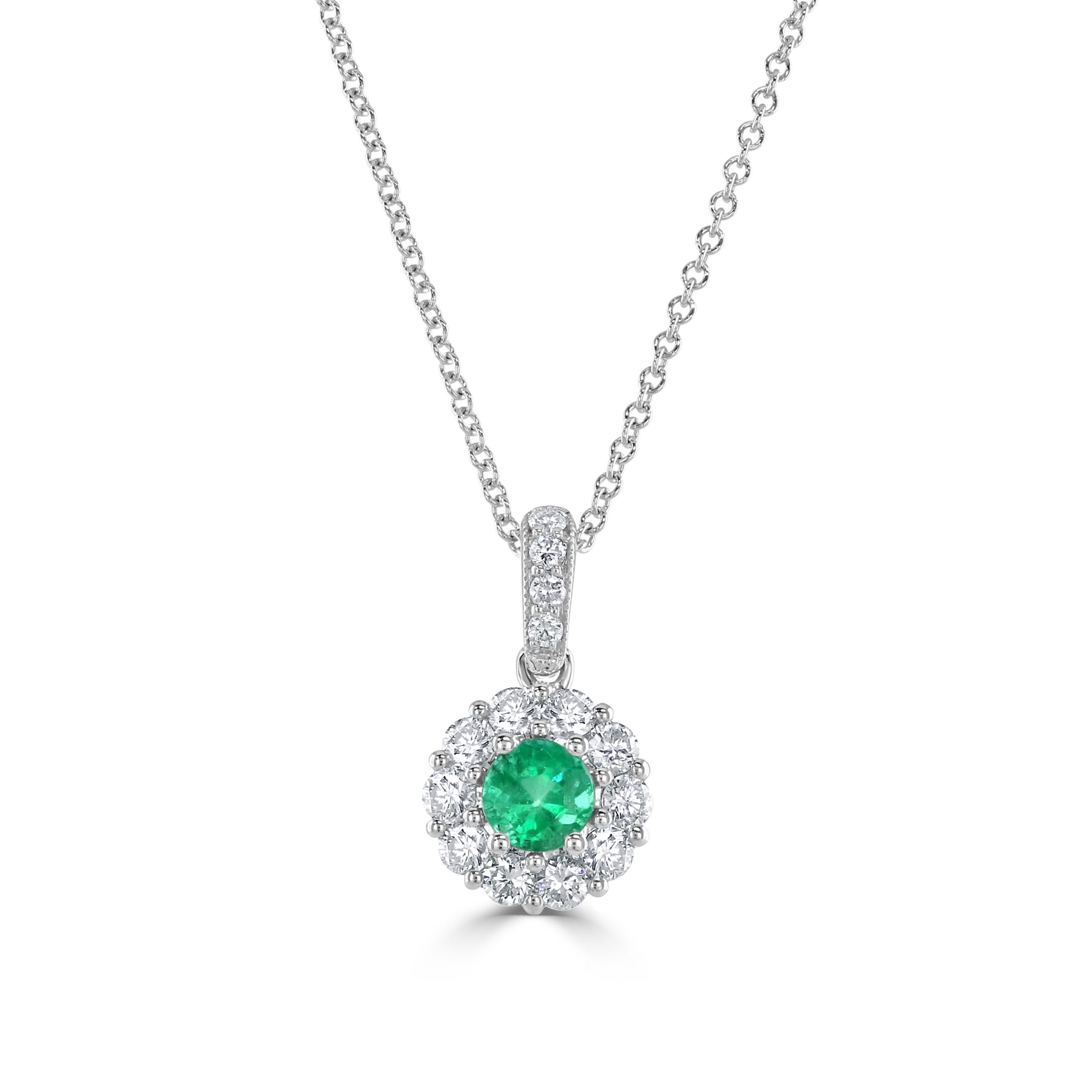 18ct White Gold Emerald and Diamond Pendant - The Northcote Jewellers ...